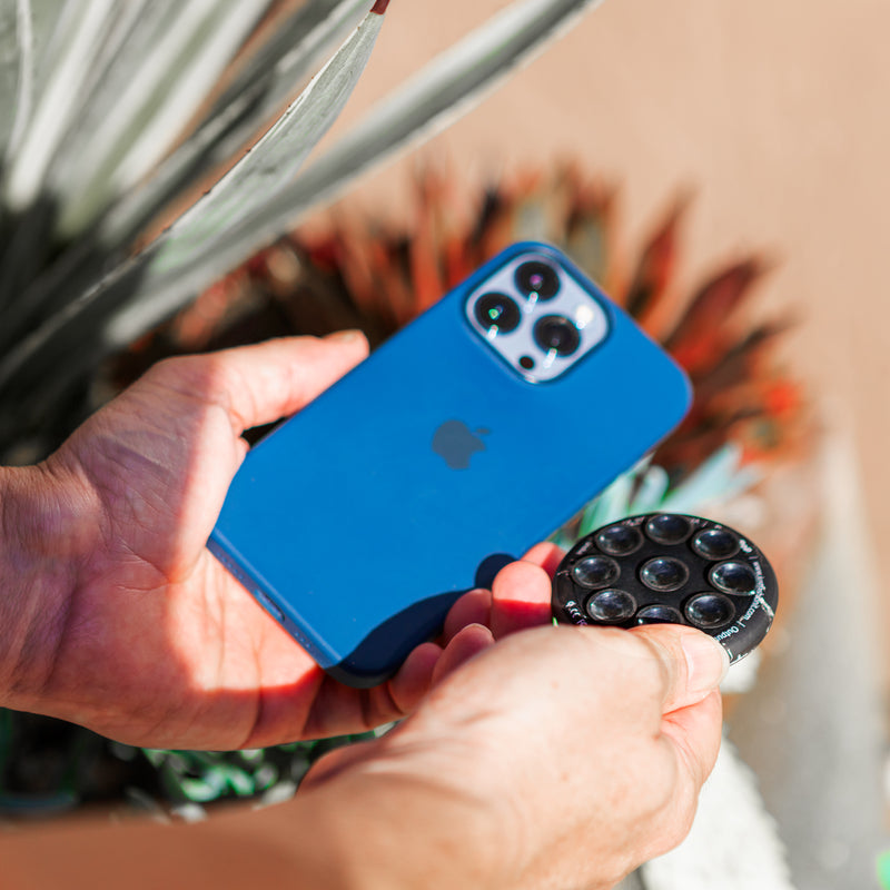 PowerPop Black Marble with blue phone